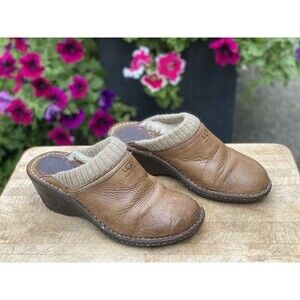 UGG Australia Gael Tan Leather Wedge Mule Clogs Women’s Size 7